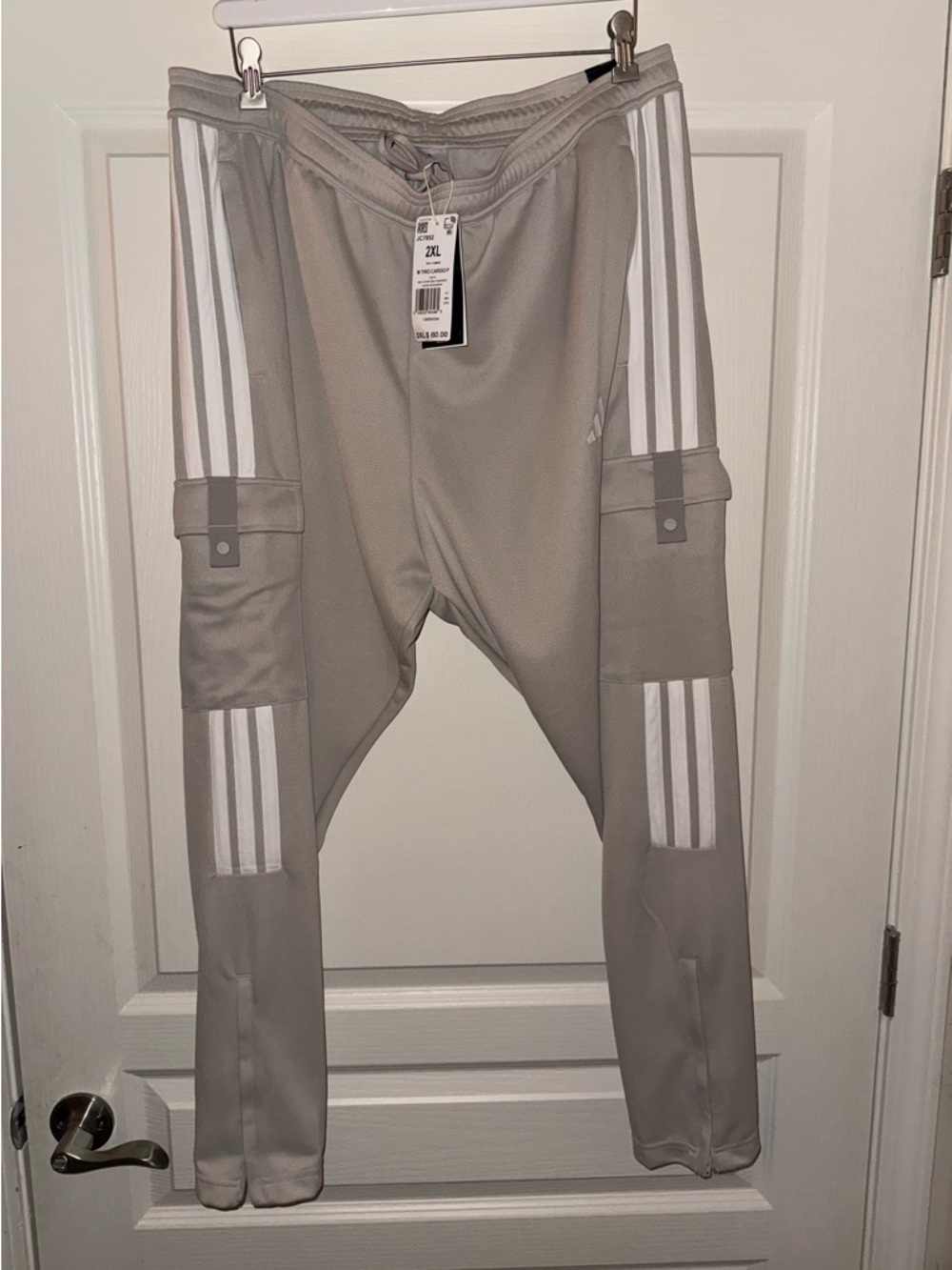 adidas Light cream Cargo Joggers with White Three-Stripes